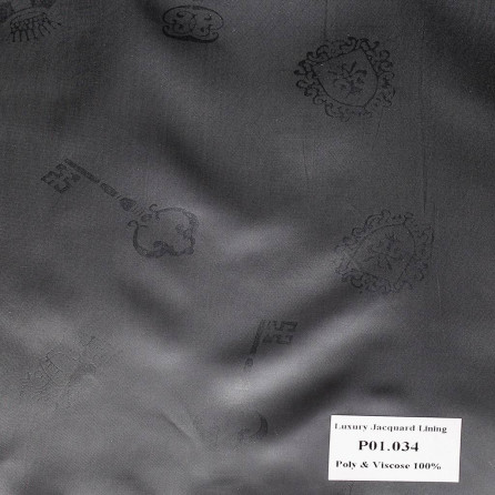 P01.034 Luxury Jacquard Lining - Xám Hoa Văn Đen